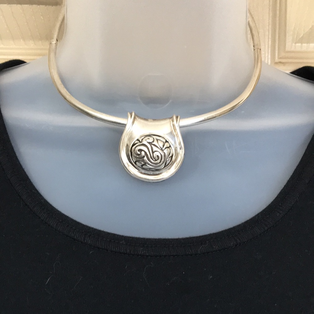 Vintage Zina Vtg 925 Sterling Silver Celtic knot design slide pendant w/necklace - Picture 1 of 7